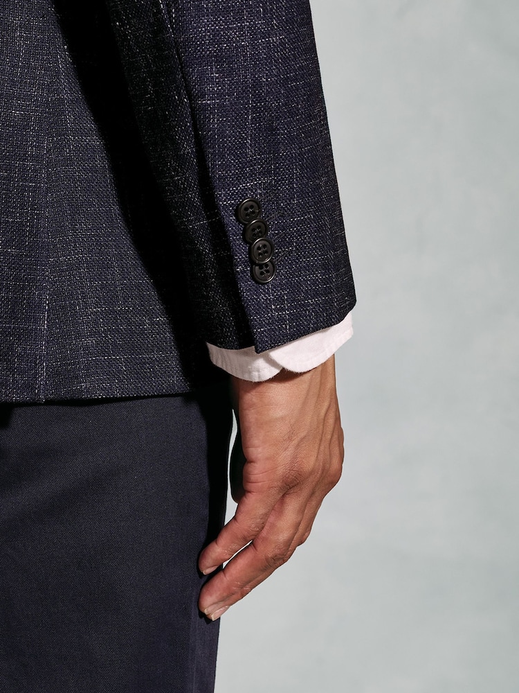 Brook Taverner Blue Textured Wool Jacket - Image 4 of 5