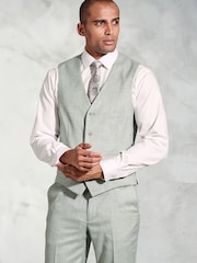 Brook Taverner Green Textured Occasion Suit Waistcoat - Image 1 of 2