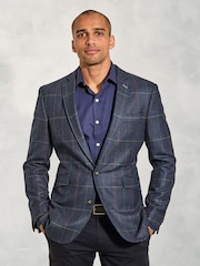 Brook Taverner Blue Wool Check Jacket - Image 1 of 5