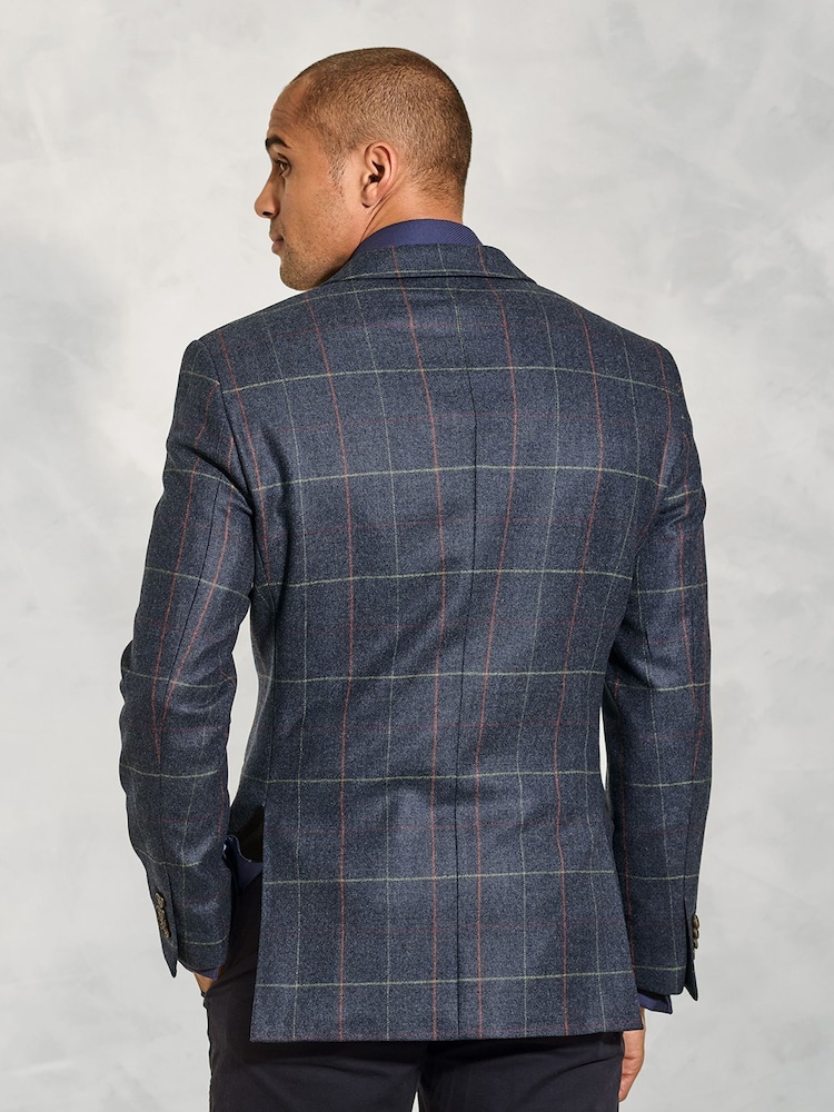 Brook Taverner Blue Wool Check Jacket - Image 2 of 5