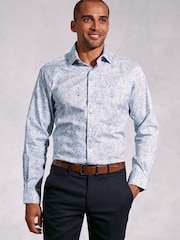 Brook Taverner Blue Ocassion Paisley Print Long Sleeve Shirt - Image 1 of 5