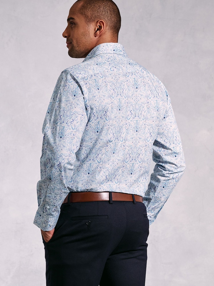 Brook Taverner Blue Ocassion Paisley Print Long Sleeve Shirt - Image 2 of 5