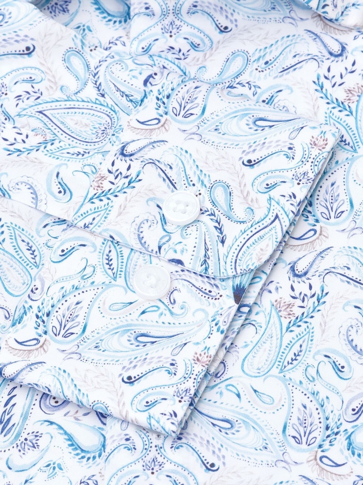 Brook Taverner Blue Ocassion Paisley Print Long Sleeve Shirt - Image 5 of 5
