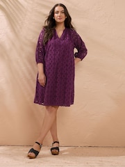 Evans 100% Cotton Broidery Swing Dress - Image 2 of 4