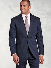 Brook Taverner Blue Linen Blend Mixer Suit Jacket - Image 1 of 6