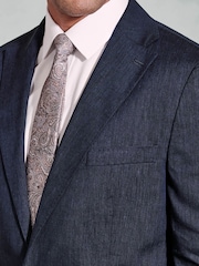 Brook Taverner Blue Linen Blend Mixer Suit Jacket - Image 4 of 6