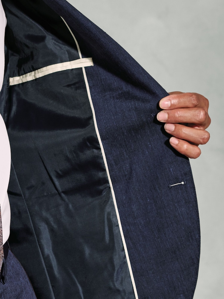 Brook Taverner Blue Linen Blend Mixer Suit Jacket - Image 7 of 7 Brook Taverner Blue Linen Blend Mixer Suit Jacket - Image 7 of 7