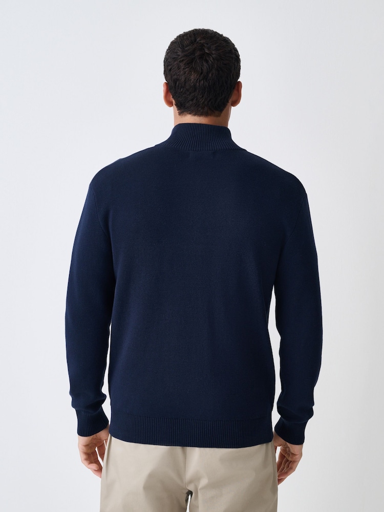 Navy Blue Regular Fit Premium Zip-Through Cardigan - Image 2 of 9 Navy Blue Regular Fit Premium Zip-Through Cardigan - Image 2 of 9