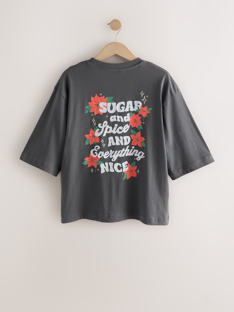 Grey Sugar and Spice Graphic Slogan Short Sleeve T-Shirt - Image 2 of 4