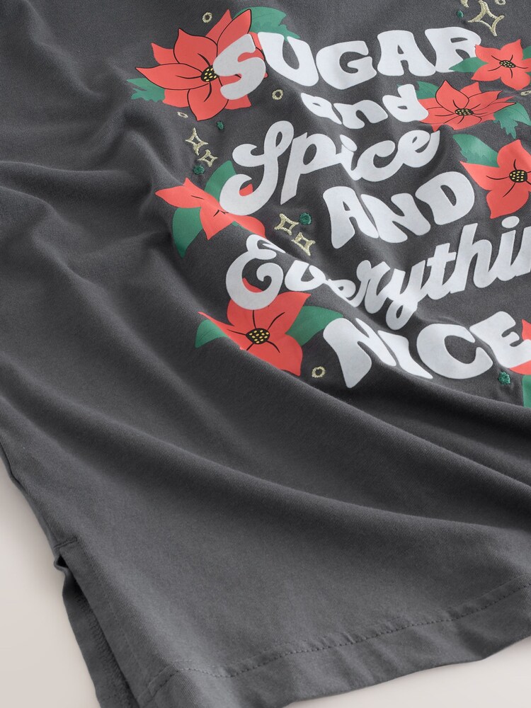 Grey Sugar and Spice Graphic Slogan Short Sleeve T-Shirt - Image 7 of 7