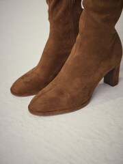 Tan Brown Extra Wide Fit Forever Comfort® Round Toe Knee High Sock Boots - Image 2 of 3
