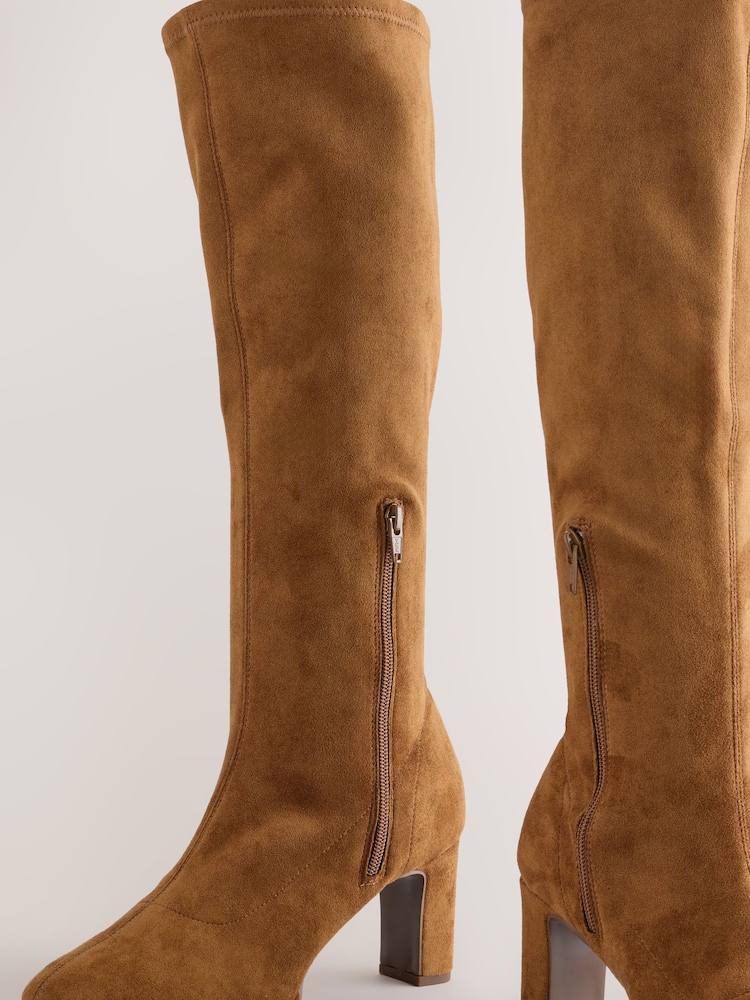 Hellbraun - Forever Comfort® kniehohe Stiefel mit runder Zehenpartie und Socken-Design - Bild 8 von 8 Hellbraun - Forever Comfort® kniehohe Stiefel mit runder Zehenpartie und Socken-Design - Bild 8 von 8
