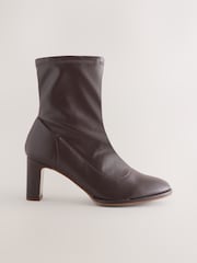 Chocolate Brown Extra Wide Fit Forever Comfort® Round Toe Sock Boots - Image 6 of 9