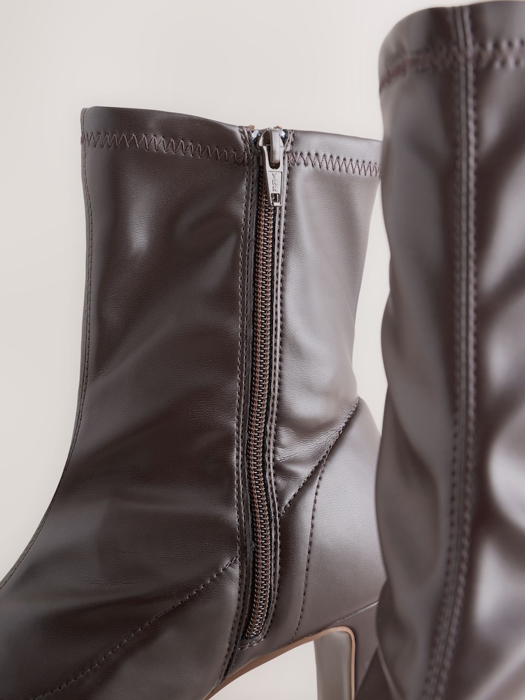 Chocolate Brown Extra Wide Fit Forever Comfort® Round Toe Sock Boots - Image 9 of 9 Chocolate Brown Extra Wide Fit Forever Comfort® Round Toe Sock Boots - Image 9 of 9