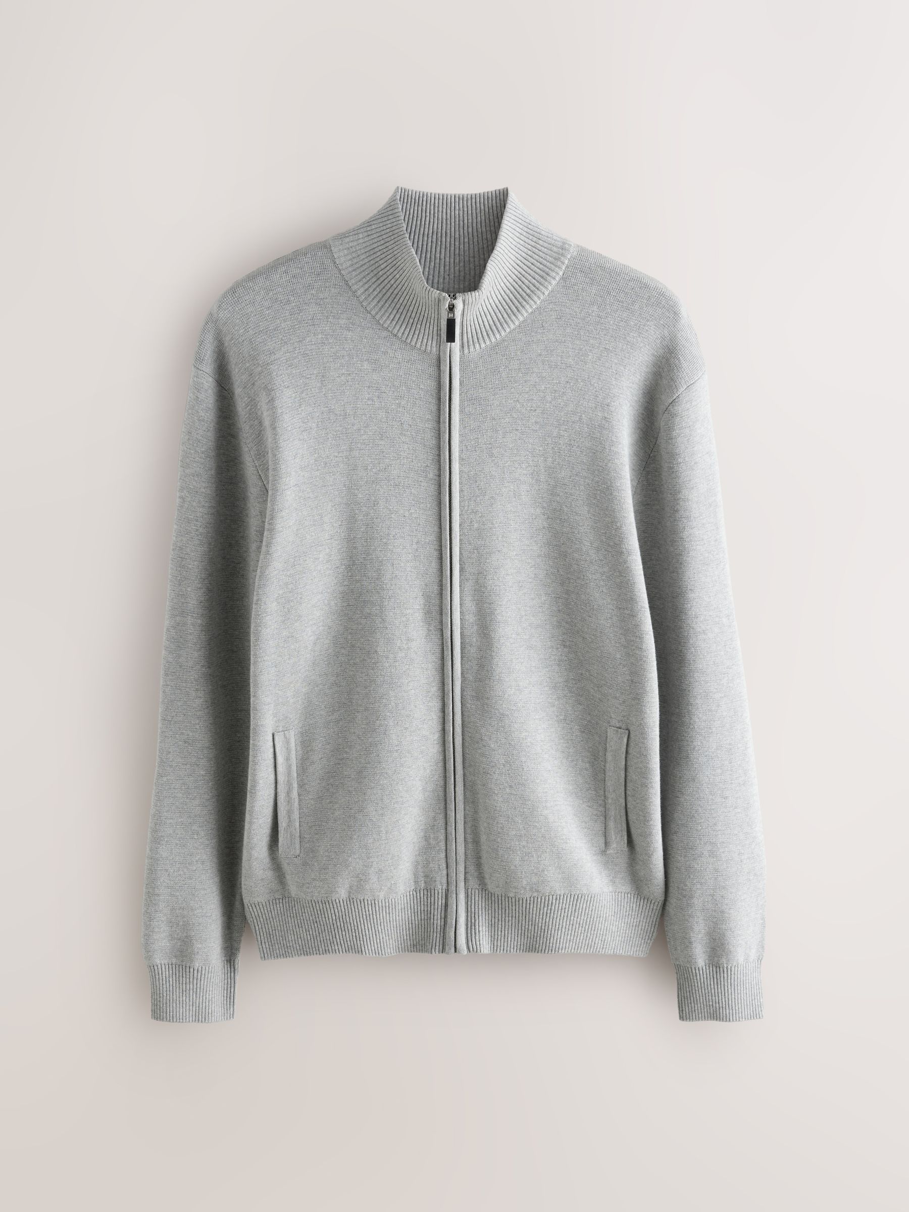 Buy Light Grey Regular Fit Zip-Through Cardigan from Next USA