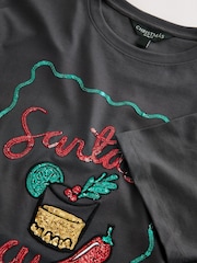 Black Festive Sequin Spicy Margarita Short Sleeve T-Shirt - Image 3 of 3