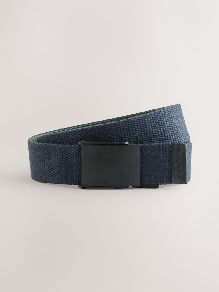 Navy/Khaki Reversible Woven Belt - Image 2 of 5