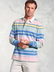 Brook Taverner Blue Irregular Stripe Rugby 100% Cotton Shirt - Image 1 of 3