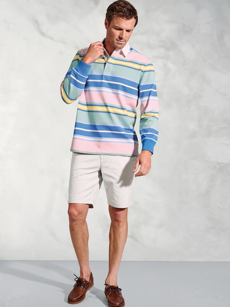 Brook Taverner Blue Irregular Stripe Rugby 100% Cotton Shirt - Image 2 of 3
