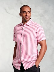Brook Taverner Pink Pure 100% Linen Shirt - Image 1 of 4