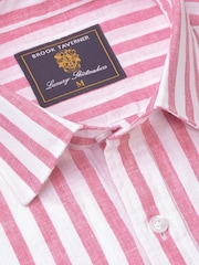 Brook Taverner Pink Pure 100% Linen Shirt - Image 3 of 4