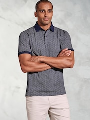 Brook Taverner Geometric Printed 100% Cotton Polo Shirt - صورة 1 من 3