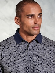 Brook Taverner Geometric Printed 100% Cotton Polo Shirt - صورة 3 من 3