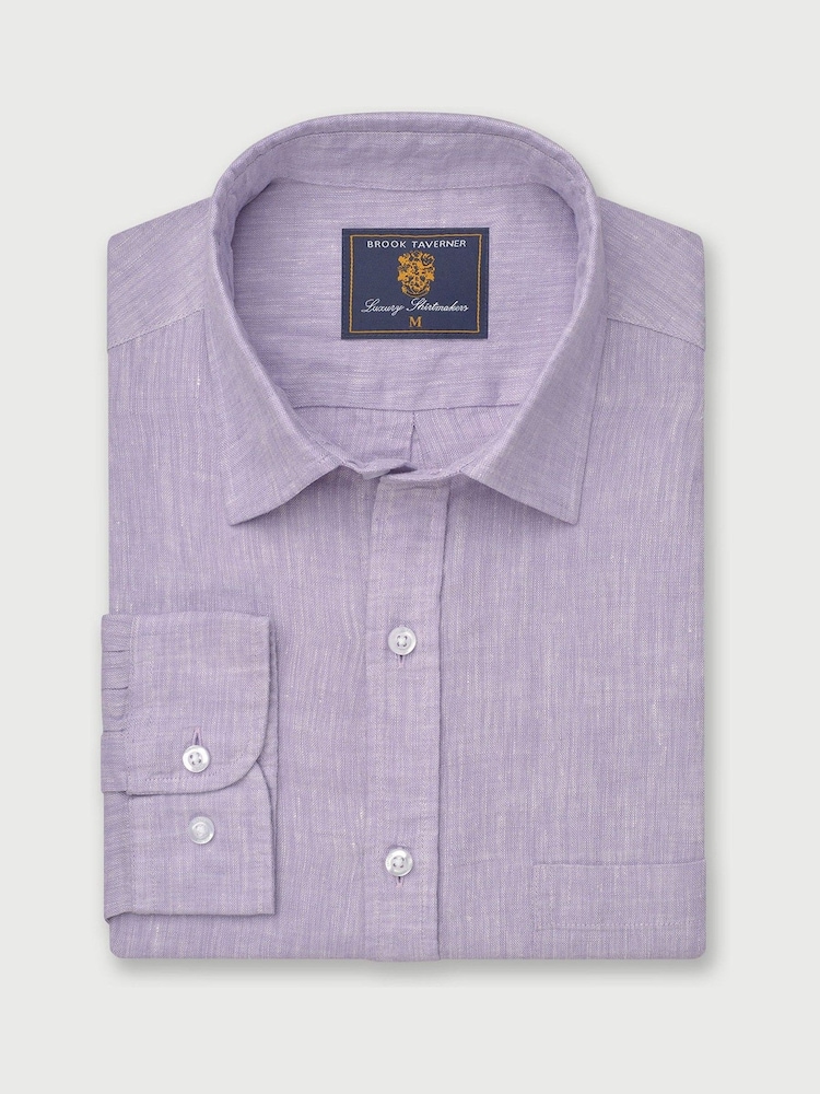 Brook Taverner Purple Pure 100% Linen Shirt - Image 1 of 3