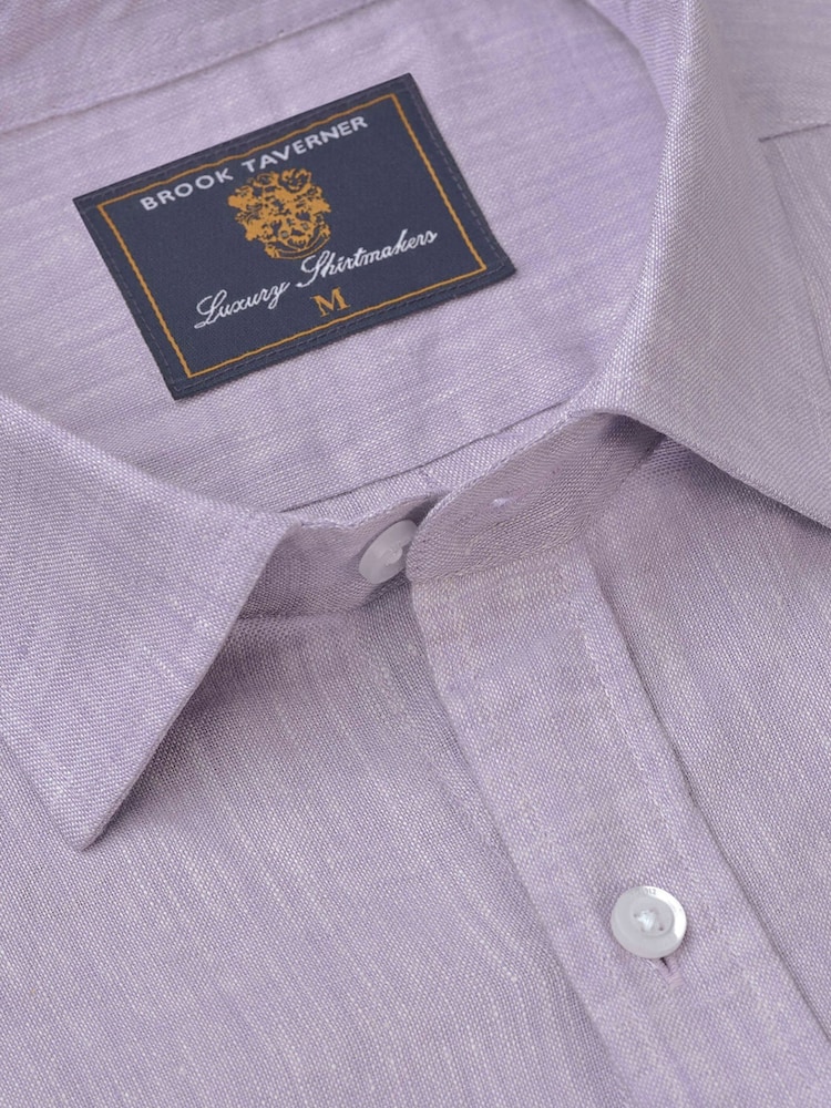 Brook Taverner Purple Pure 100% Linen Shirt - Image 3 of 3