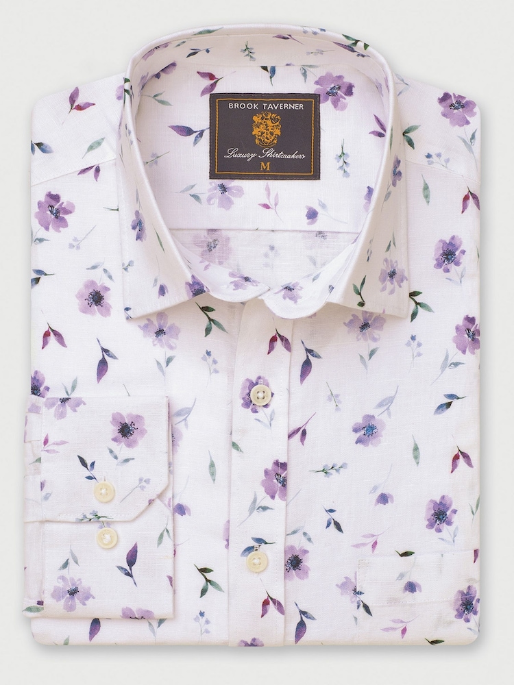 Brook Taverner Purple Watercolour Shirt - Image 2 of 4