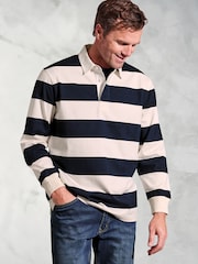Brook Taverner Blue Hooped Rugby 100% Cotton Shirt - Image 1 of 3