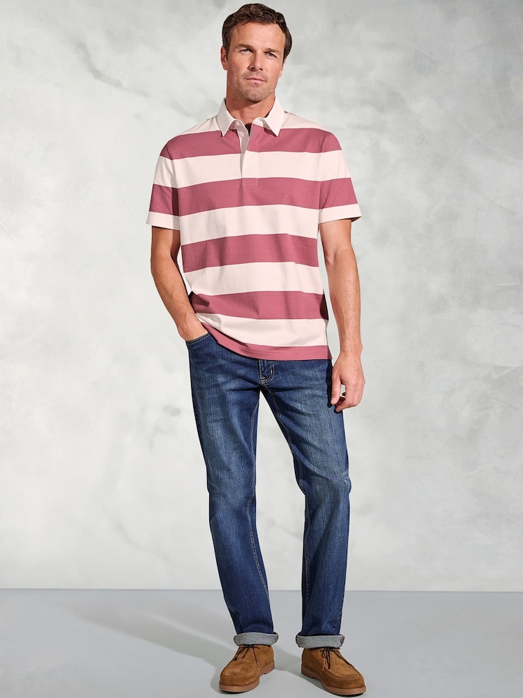 Brook Taverner Pink Hooped Rugby 100% Cotton Shirt - Image 2 of 3