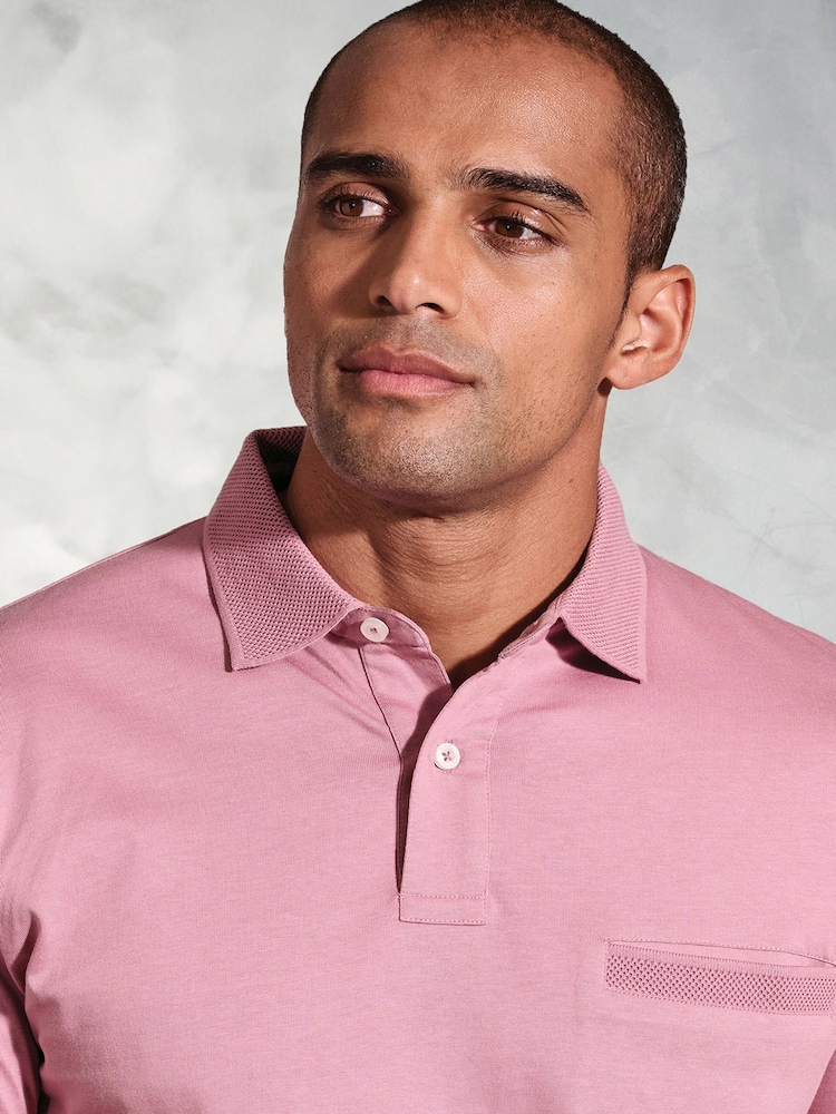 Brook Taverner Pink Jersey 100% Cotton Polo Shirt - Image 2 of 3