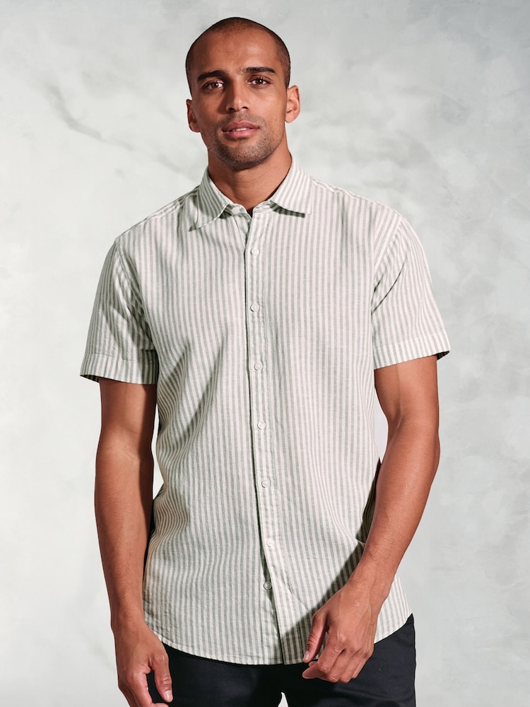Brook Taverner Green Pure 100% Linen Shirt - Image 1 of 4