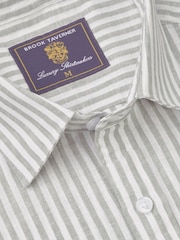 Brook Taverner Green Pure 100% Linen Shirt - Image 3 of 4