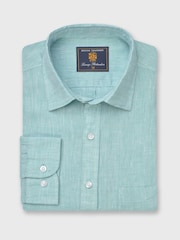 Brook Taverner Green Pure 100% Linen Shirt - Image 1 of 3