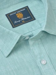 Brook Taverner Green Pure 100% Linen Shirt - Image 2 of 3