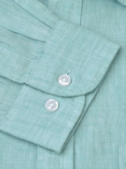 Brook Taverner Green Pure 100% Linen Shirt - Image 3 of 3