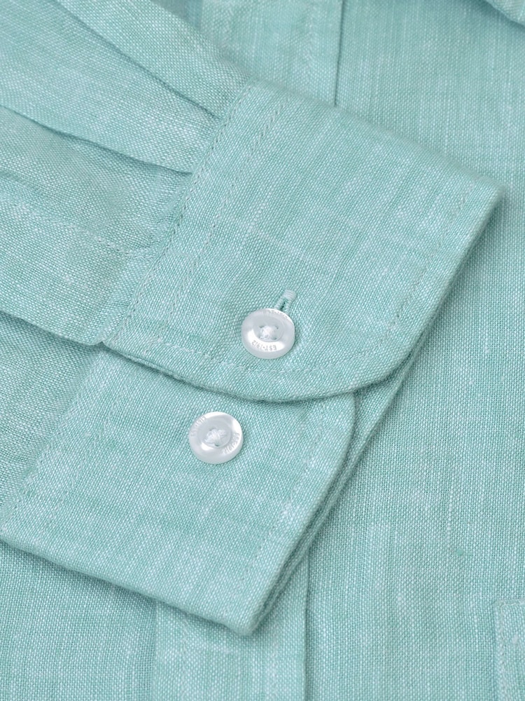 Brook Taverner Green Pure 100% Linen Shirt - Image 3 of 3