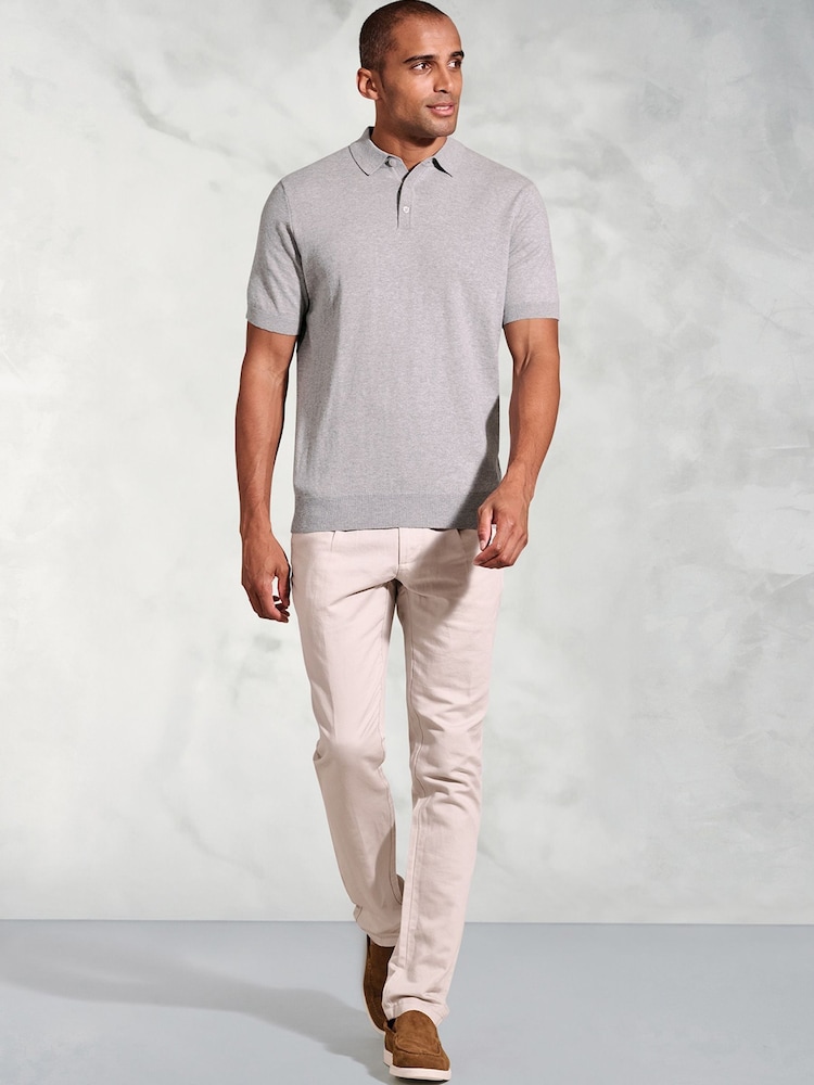 Brook Taverner Knitted Pure 100% Cotton Polo Shirt - Bild 3 von 3