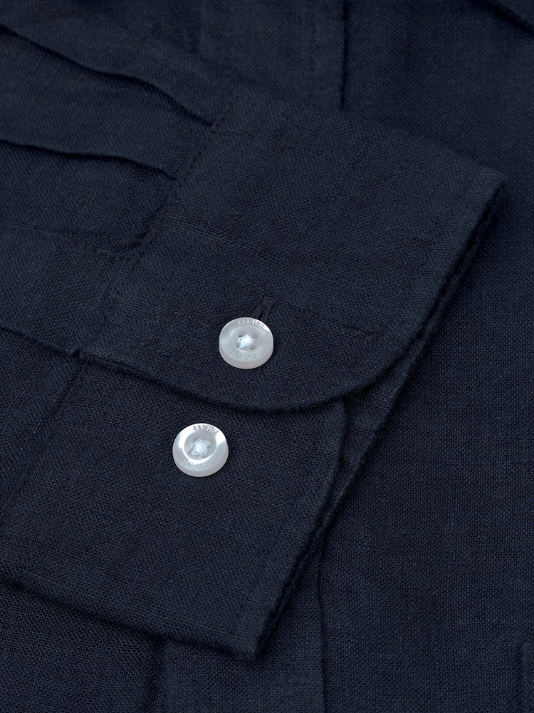 Brook Taverner Blue Pure 100% Linen Shirt - Image 2 of 3