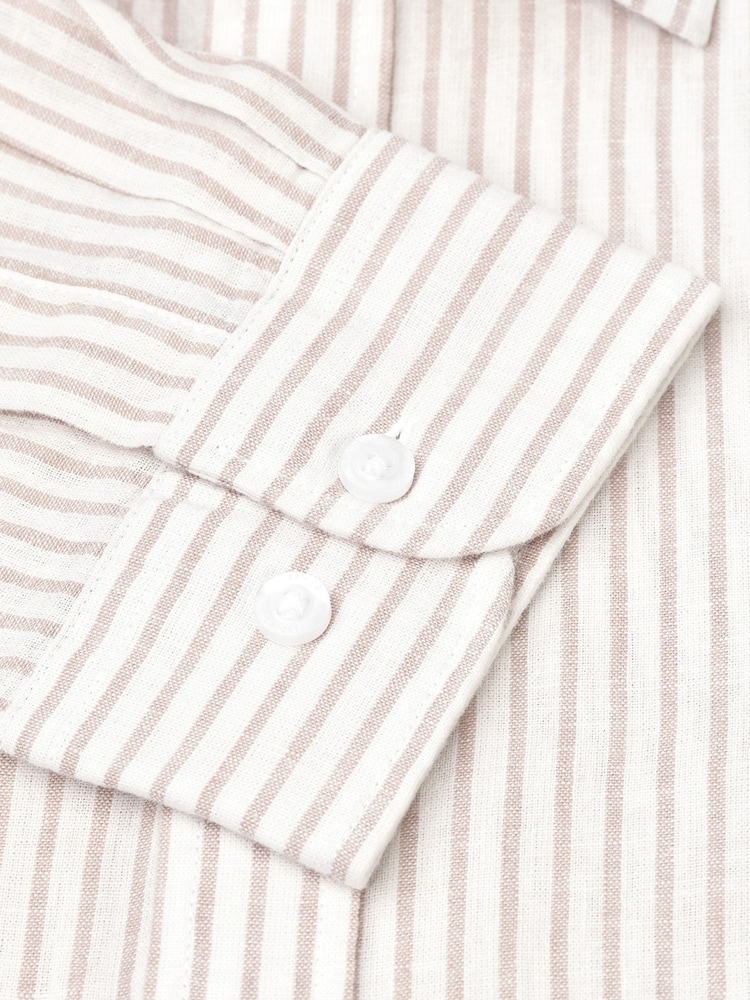 Brook Taverner Nude Pure 100% Linen Shirt - Image 3 of 4