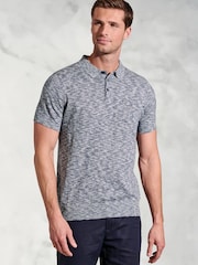 Brook Taverner Blue Light Linen Blend Slub Short Sleeve Polo Shirt - Image 1 of 3