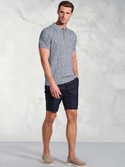 Brook Taverner Blue Light Linen Blend Slub Short Sleeve Polo Shirt - Image 2 of 3