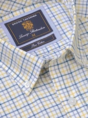 Brook Taverner Yellow Oxford Tattersall Check 100% Cotton Shirt - Image 2 of 2