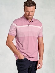 Brook Taverner 100% Cotton Placement Stripe Jersey Polo Shirt - Image 1 of 3
