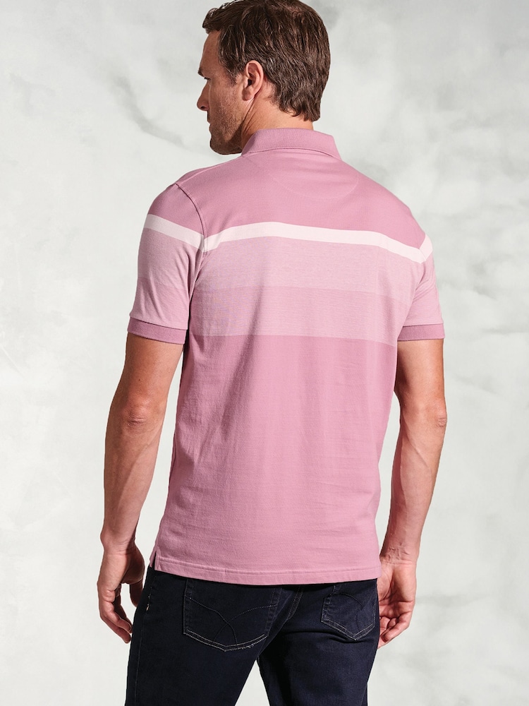 Brook Taverner 100% Cotton Placement Stripe Jersey Polo Shirt - Image 2 of 3