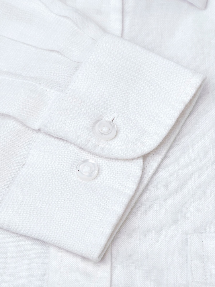 Brook Taverner White Pure 100% Linen Shirt - Image 3 of 3