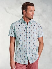 Brook Taverner Green Parrot EOE Print 100% Cotton Shirt - Image 1 of 4