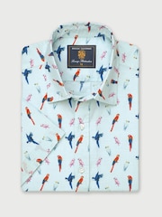 Brook Taverner Green Parrot EOE Print 100% Cotton Shirt - Image 2 of 4